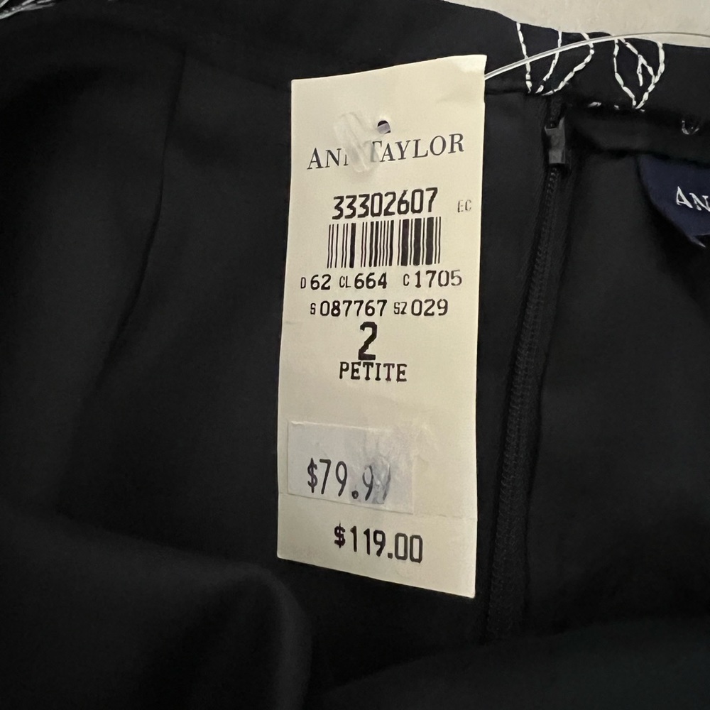 Ann Taylor Floral Embroidered Navy Lined Skirt NWT, Size 2P - Picture 6 of 14
